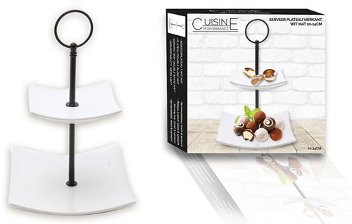 Cuisine Performance présentoir à gâteaux jouet 2 niveaux blanc mat carton 10-14cm