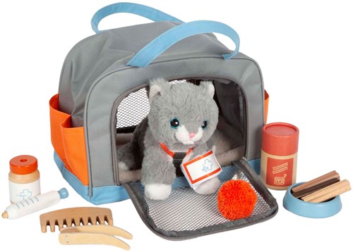 Small Foot knuffel kat - pluche speelgoed met draagtas en verzorgingsset