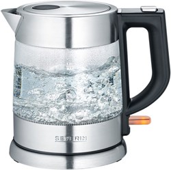 Severin glazen waterkoker 2200W 1 liter - RVS en glas - zwart