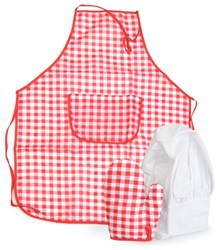 Egmont Toys Schortje, muts en ovenwant rood geruit
