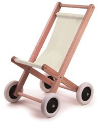 Egmont Toys Poussette en bois avec tissu naturel 40x59x38 cm