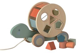 Egmont Toys Houten trekfiguur schildpad met blok 27x10x19 cm