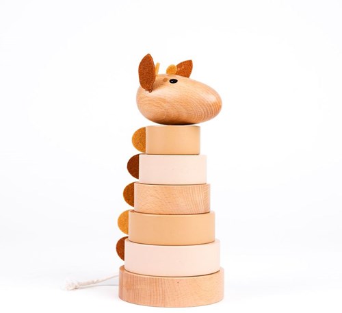 Egmont Toys houten speelgoed piramide Giraffe Leonie 21 cm stapeltoren