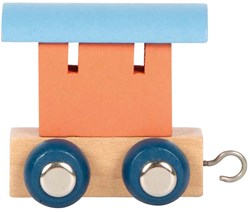 Small Foot houten lettertrein wagon Polar zalmroze blauw - speelgoed trein