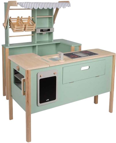 Small Foot speelgoedwinkel en kinderkeuken hout groen - rollenspel-2
