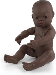 Miniland babypop Afrikaans meisje 40cm met vanillegeur - speelgoedpop
