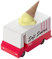 Candylab houten speelgoedauto - Ice Cream Van roze wit - vintage bus-2