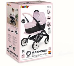 Poussette Maxi Cosi 3 en 1 jouet rose doux pour poupée