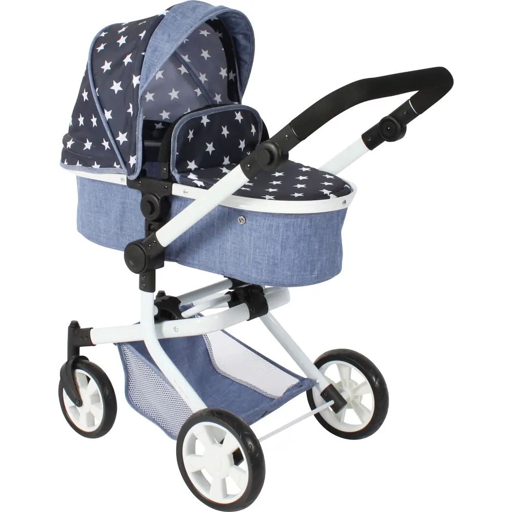 Bayer Chic 2000 poussette pour poupée Mika combi - bleu marine étoiles - poignée réglable