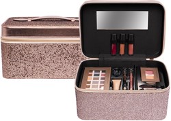 Beautycase kind make-up koffer brons luxe met spiegel en accessoires