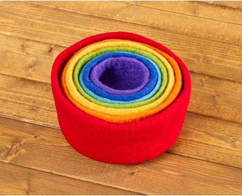 Cosy bols gigognes arc-en-ciel en feutre jouet - bols sensoriels colorés-2