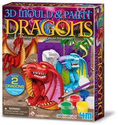 4M Crea Moulage et Peinture Plâtre 3D Dragons Coffret Créatif 18x22x5cm 5+
