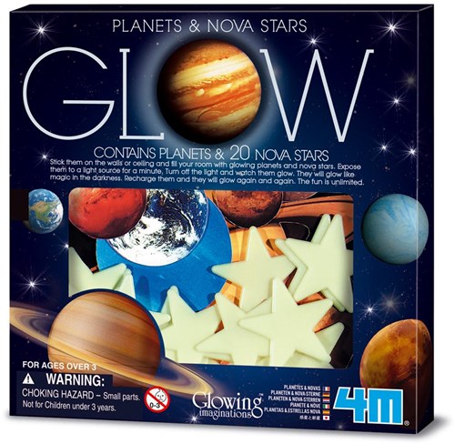4M Fosforescerend NOVA: planeten & supernova bevat 9 planeten en 20 sterren