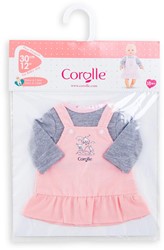 Corolle poppenjurk met shirt - Babypop kleding 30cm roze ribstof
