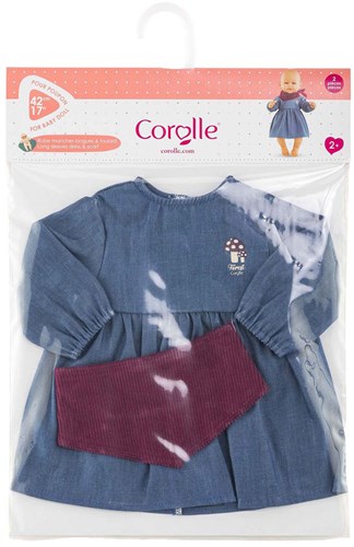Corolle robe en jean pour poupée 42cm avec foulard - vêtement poupée
