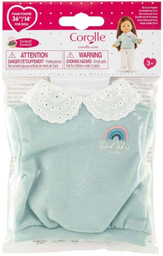 Corolle poppen sweater groen 36cm - poppenkleding regenboogprint