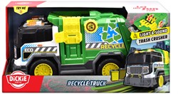 Dickie recyclewagen speelgoed vrachtwagen met licht en geluid voor kinderen