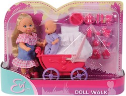 Evi Love pop wandelwagen roze - schattig babypopje speelgoed