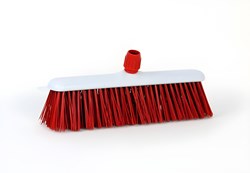 Luva straatbezem kunststof 30 cm rood - stevige buitenbezem voor kinderen