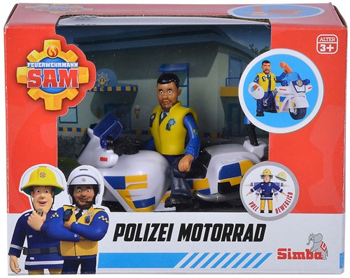 Simba Brandweerman Sam politie motor met speelfiguur Malcolm
