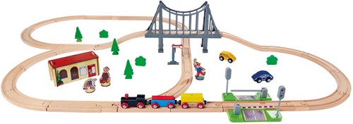 Eichhorn circuit train bois pont set de jeu FSC bois 55 pièces-3
