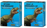 4M KidzLabs : GRAVE-YOU-DINOSAURUS-OP (Tyrannosaurus Rex) / F R A N S T A L I G E PACKAGE, set de construction de squelette dans un bloc de plâtre, boîte 17x22x6cm, 8+