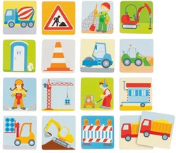 Goki jeu de mémoire en bois chantier - jouet éducatif 32 pièces
