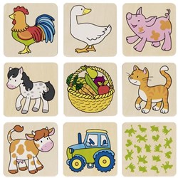 Goki jeu de mémoire animaux de la ferme en bois - jouet éducatif pour enfants