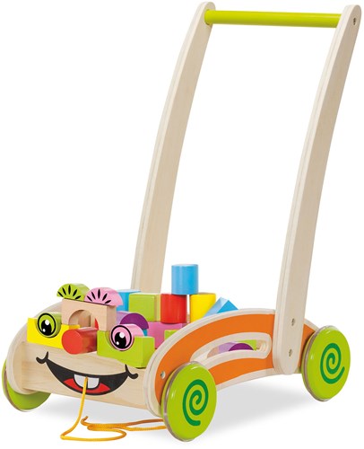 Eichhorn houten loopwagen activity met blokken - duwwagen speelgoed-2