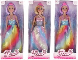 Fleur pop regenboog prinses speelgoedpop kleurrijk 2 assorti