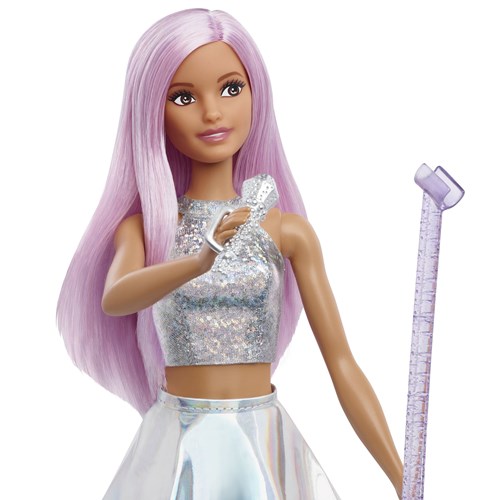 BEX Barbie Popster - Modepop met microfoon en roze haar - Poppen speelgoed-2