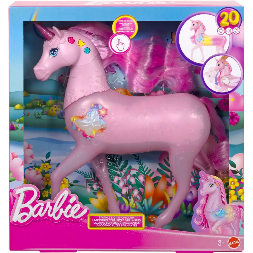 Mattel Barbie eenhoorn speelgoed - Sparkle Lights Unicorn magisch licht