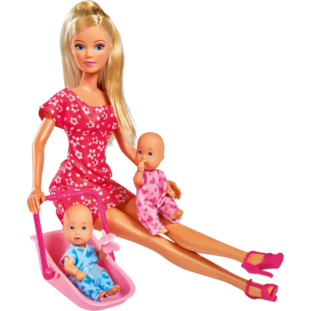 Simba Steffi Love babysitter pop met accessoires en twee baby's 29cm