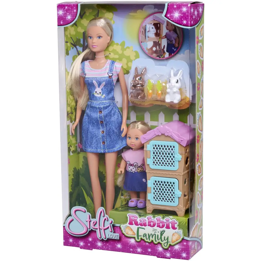 Simba poppen Steffi Love Rabbit Family met accessoires en konijnen
