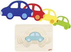 Goki houten lagenpuzzel Auto's - 5 stukjes