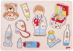 Goki houten knoppuzzel Bij de dokter - 9 stukjes