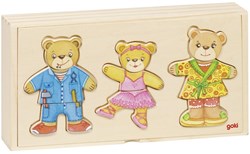 Goki Houten Aankleedpuzzel Beren in Houten Box, 36st.