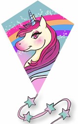 Knoop Kites cerf-volant diamant licorne 65x55cm avec queue