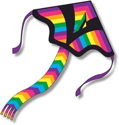 Knoop Kites vlieger Delta Rainbowtail JUMBO 125x145 kleurrijk speelgoed