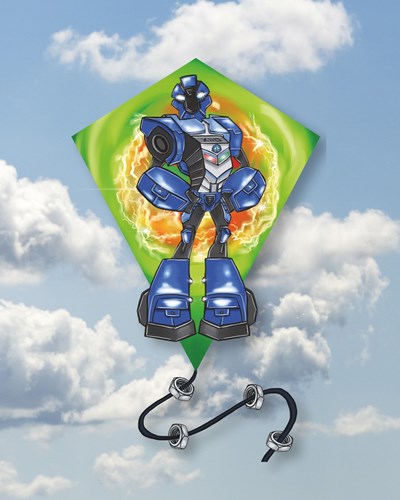 Knoop Kites vlieger diamant robot 85x75cm met staart en lijn-2