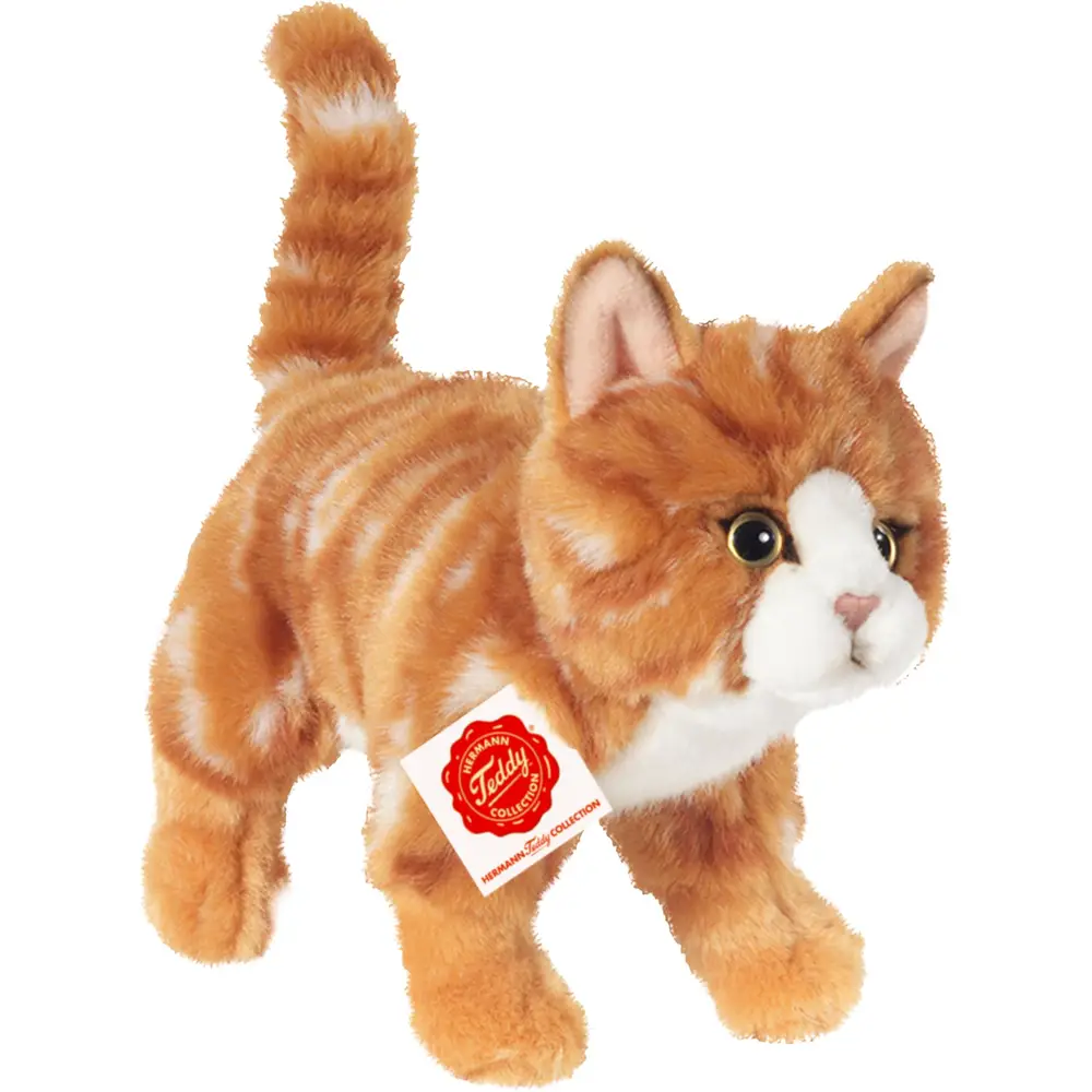 Hermann Teddy knuffel kat rood staand pluche 20 cm speelgoed