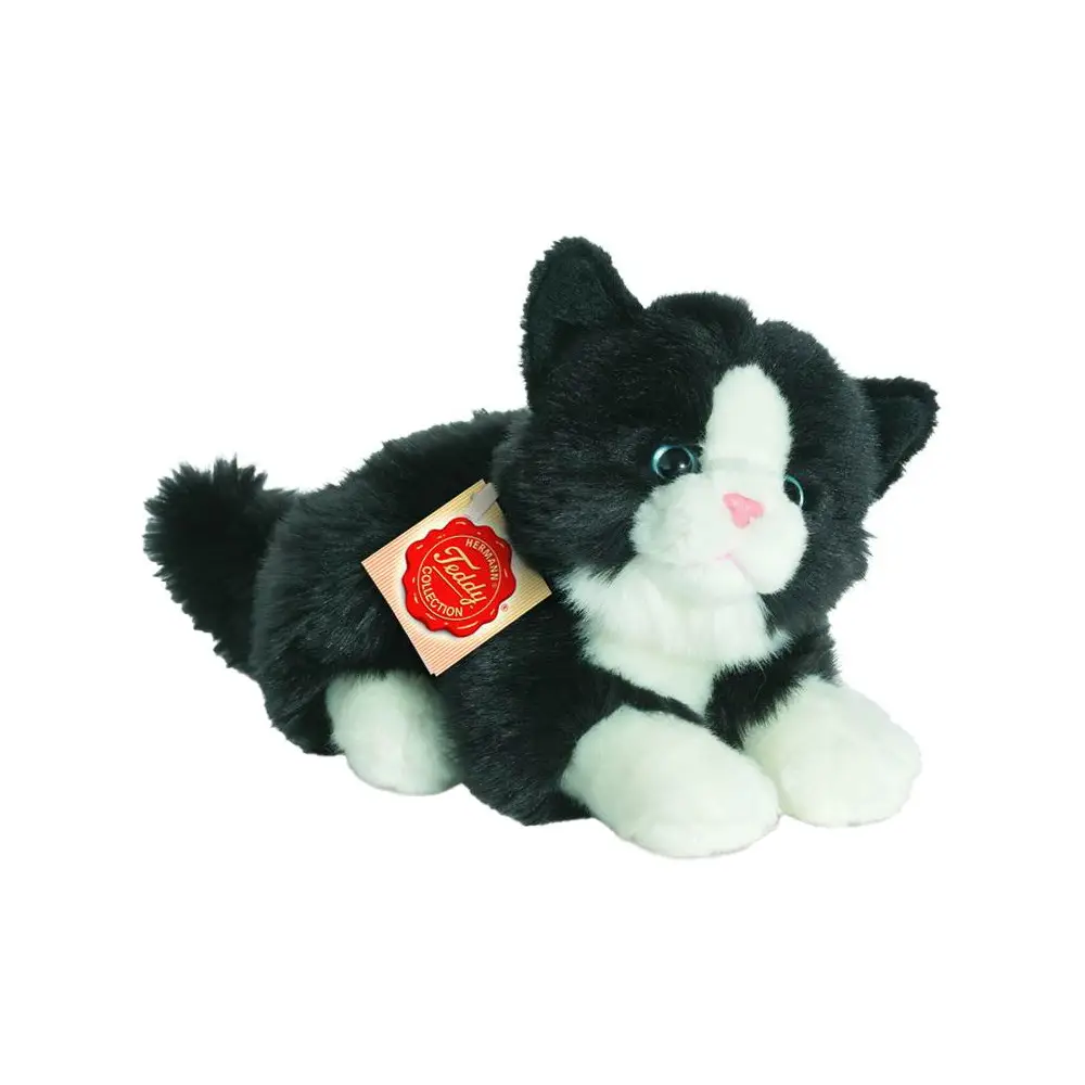 Hermann Teddy peluche chat noir-blanc jouet doux 20 cm enfants