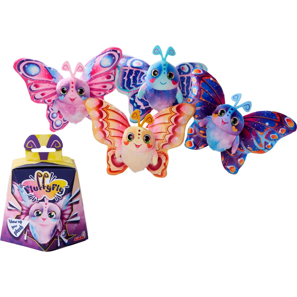 Simba peluche papillon - Fluffyfly magique gonflable avec yeux arc-en-ciel - envergure 30cm