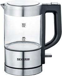 Severin glazen mini waterkoker 1100W 0,5L - compacte elektrische waterkoker