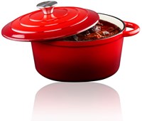 Braadpan gietijzer rouge 24 cm - Cocotte en fonte avec couvercle pour toutes sources de chaleur