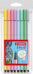 STABILO Pen 68 - premium viltstift - etui met 8 pastel kleuren