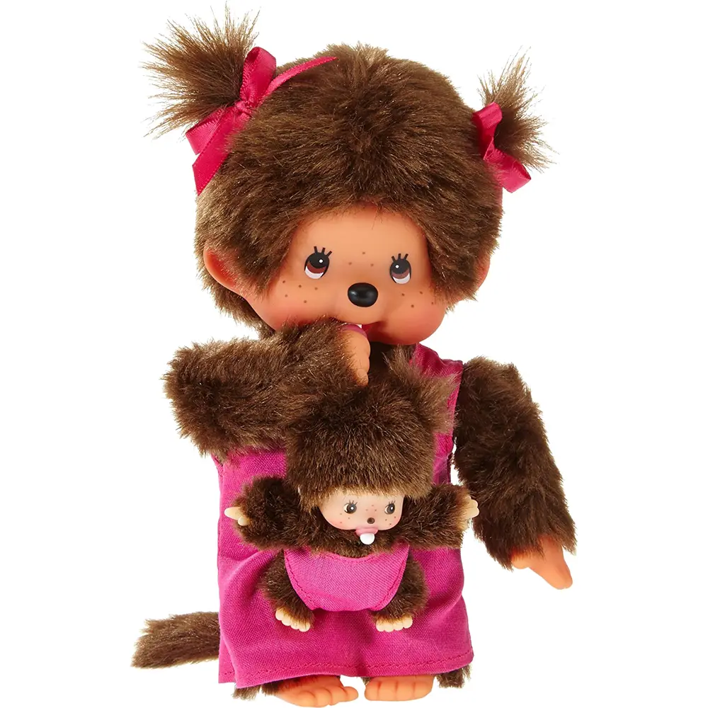 Peluche Monchhichi Maman & Bébé - 20 Cm - Bandai à Prix