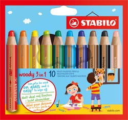 Stabilo Woody 3 in 1 kleurpotlood etui met 10 kleuren - multitalent