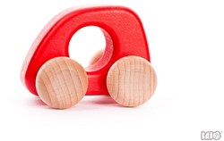 Bajo houten mini auto - speelgoedauto rood, duurzaam hout