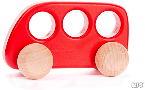 Bajo houten bus rood - duurzaam speelgoed bus voor kinderen